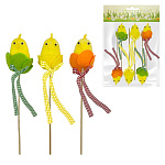 Набор пасхальный " KWELT " Цыплята в цветке, 6шт, 4,5*6*3,5см, на палочке 15,5см, пакет, европодвес