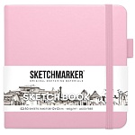 Блокнот для зарисовок " Sketchmarker " 12*12см 7БЦ на резинке 80л Розовый, обложка - ПВХ, плотность 140г/м2, блок- слоновая кость, сшивка, ляссе, держатель для ручки