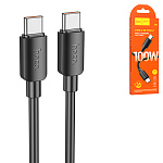 Кабель сетевой Type-C - Type-C " Hoco " X96 Hyper черный, круглый, 1м, 3A, 60W, силикон