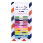 Закладки самоклеящиеся " Attomex " 6*45мм 9цв*10л, неон, пластик, картонный блистер, европодвес