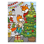 Картина по номерам Новогодняя " Lori " 20*28,5см Для малышей. Рыжее счастье, состав набора: основа на картоне с контуром, краски, кисть, палитра, инструкция, картонная упаковка, европодвес