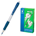 Карандаш механический " Pilot " Super Grip 0,5мм прозрачный корпус, резиновый держатель синего цвета, ластик, картонная упаковка