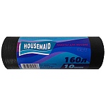 Мешки для мусора " Housemaid " 160л 10шт черные, толщина 45мкм, в рулоне, ПВД