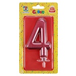 Свеча для торта цифра " Миленд " 4, красная, 19*10*2см, металлик, картонный блистер, европодвес