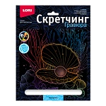 Гравюра-скретчинг " Lori " 18*24см Морские обитатели Жемчужина, основа с контуром рисунка, штихель, инструкция