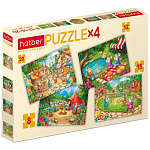 Пазлы " Hatber "  4в1 8-12-15-20 элементов Мышиные забавы 20*14см, картонная упаковка