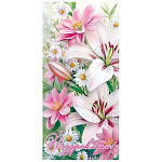 Конверт для денег " Мир открыток " 4-15 Поздравляем! Лилии, ромашки, 83*168мм, без отделки, без текста