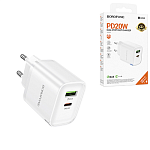 Блок питания сетевой " Hoco " BA83A Flare star белый, 3,0А, PD, QC3.0, 20Вт, USB, Type-C (кабель в комплект не входит)