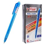 Ручка шариковая автоматическая " Flair " Writo-Meter RT синяя 0,6мм, 10км продолжительность линии письма, игольчатый пишущий узел, цветной пластиковый корпус, шкала на стержне