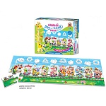 Пазлы " Русский стиль " напольные 24элемента Паровозик с цифрами 97*33см, картонная упаковка 26*22*5см