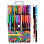 Набор гелевых ручек " deVente " Neon Black флуоресцентный неоновый 24цв, 1мм, черный корпус с цветными полосами, ПВХ, европодвес