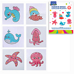 Мозаика алмазная на стикере " Mazari " 6,5*8см Подводный мир состав набора: лоток, стилус, стразы, желеобразный клей, частичная выкладка, 6шт, пакет