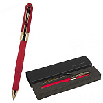 Ручка подарочная шариковая " Bruno Visconti " Monaco синяя 0,5мм, толщина письма 0,4мм, корпус пластик, металл, покрытие soft touch, цвет корпуса красный, металлический наконечник, колпачок с металлическим клипом, черный картонный футляр