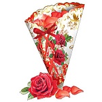 Кулечек для лепестков " Праздник " 475 Золотые узоры 250*120мм, фольга золотая текстурная, вырубка, лента