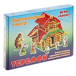Игра-конструктор-пазл " Антураж " Настольный театр Теремок в наборе: картонные фигурки 6шт , картонная декорация, картонная упаковка 28*21см