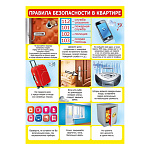 Плакат " Мир поздравлений " 409 А4 Правила безопасности в квартире, мелованный картон 190г/м2, без отделки