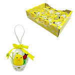 Набор пасхальный " KWELT " Цыплята с божьей коровкой, 8шт, 4*8*5см, на ленте, ассорти, картонная упаковка 25*17*6см