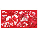 Конверт для денег " Мир открыток " 2-16 With love , красные сердечки, 168*83мм, блестки, рельеф
