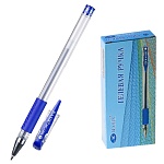 Ручка гелевая " Basir " синяя 0,5мм, толщина письма 0,25мм, резиновый держатель, металлический наконечник, прозрачный корпус