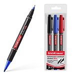 Набор маркеров " Erich Krause " Double P-80 3цв, цвет чернил: красный, синий, черный, 0,45-1,65мм, двухсторонние, пулевидный наконечник, перманентные