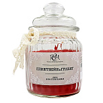 Свеча ароматизированная в банке Новогодняя " РСМ " Глинтвейн и гранат, 75*120мм, время горения 45часов, со стеклянной крышкой