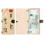 Конверт для денег деревянный (купюрница) " С Днем свадьбы ", на кнопке, 165*100*9мм