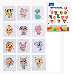 Мозаика алмазная на стикере " Mazari " 6,5*8см Зверята, состав набора: лоток, стилус, стразы, желеобразный клей, частичная выкладка, 12шт, пакет