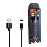 Кабель сетевой USB - Lightning " FaisON " HU40A Magnetic Adsorption черный, магнитный, круглый, 1м, 2,1А, ткань