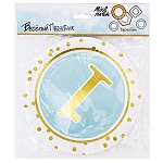 Набор тарелок " Веселый праздник " d=18см Золотая цифра 1 на голубом, в наборе 6шт