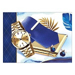 Конверт для подарочного сертификата " Праздник " 170 Мужской- Часы, галстук, 100*74мм, без отделки