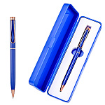 Ручка шариковая " Mazari " Bello BL, синяя, 1,0мм, сменный стержень 99мм, пулевидный пишущий узел, поворотный механизм, металлический корпус, упаковка - футляр