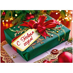 Конверт для подарочного сертификата " Праздник " 170 Новогодний- С Новым годом! 100*74мм, глянцевый УФ-лак, без текста