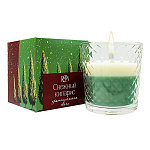 Свеча ароматизированная в стакане Новогодняя " РСМ " Снежный кипарис, 77*83мм, время горения 30часов, глянцевая картонная коробка