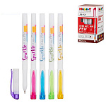 Ручка шариковая " Basir " синяя 0,7мм, толщина письма 0,35мм, чернила на масляной основе, белый корпус с рисунком, цветной колпачок, картонная упаковка