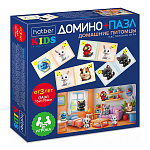Игра настольная 3+ " Hatber " Домино+пазл Домашние питомцы, в наборе: 28 карточек с картинками, пазлы 18элементов, картонная упаковка 34*12,5*3,5см