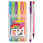 Набор гелевых ручек " deVente " Cosmo Fluo флуоресцентный неоновый 6цв, 0,8мм, прозрачный корпус, пластиковая упаковка, европодвес