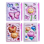 Набор подарочный " Mazari " Cute, в комплекте: блокнот 100*140мм на замочке 38л, линия, спираль, эффект 3D, ручка шариковая автоматическая синяя