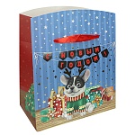 Пакет- коробка бумажная " Миленд " 20*22,5*13,5см Пёсик с подарками, ламинированный