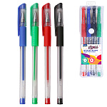 Набор гелевых ручек " Mazari " Lipari 4цв 0,5мм, прозрачный корпус, резиновый держатель, ПВХ, европодвес