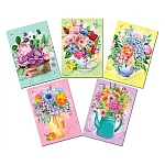 Набор бирок для букетов и подарков " Праздник " 060 Цветы в вазочке, 53*77мм, 5 видов 10шт, дизайнерская бумага