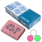 Ластик " Milan " каучуковый, с рисунком, ассорти (белый, розовый, зеленый), 31*23*7мм