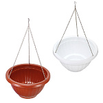 Кашпо " Милих " Афина №3, 5л, на металлической цепочке, h=155мм, d=290мм, пластик, ассорти (без возможности выбора цвета)