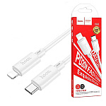Кабель сетевой Type-C - Lightning " Hoco " X88 Gratified белый, круглый, 1м, 2,4А, QC3.0, силикон