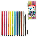 Набор капиллярных ручек (линеров) " deVente " Trio BQ 12цв, 0,4мм, цветной трехгранный корпус, пластиковая упаковка, европодвес