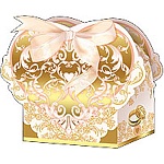 Бонбоньерка " Праздник " 478 Узоры 65*55*35мм, фольга золотая текстурная, лента атласная