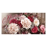 Конверт для денег " Праздник " 410 С Юбилеем! Букет розовых и белых цветов, 168*84мм, глянцевый УФ-лак, текст