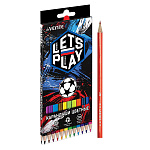 Карандаши цветные деревянные Football Winner 12цв " Attomex " 2М шестигранные, картонная упаковка, европодвес