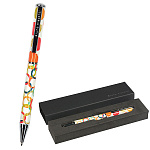 Ручка подарочная шариковая автоматическая " Bruno Visconti " Dolce vita, Геометрия, синяя 0,7мм, толщина письма 0,5мм, поворотный механизм, металлический корпус, покрытие прозрачный лак, цвет корпуса multicolor, металлический наконечник, металлический кли