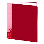 Папка 30файлов " Бюрократ " А4 красный, пластик 0,65мм, торцевой карман с бумажной вставкой