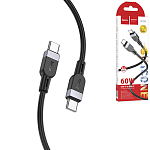 Кабель сетевой Type-C - Type-C " Hoco " X109 Energy чёрный, серая вставка, круглый, 2м, 3.0А, 60Вт, силикон